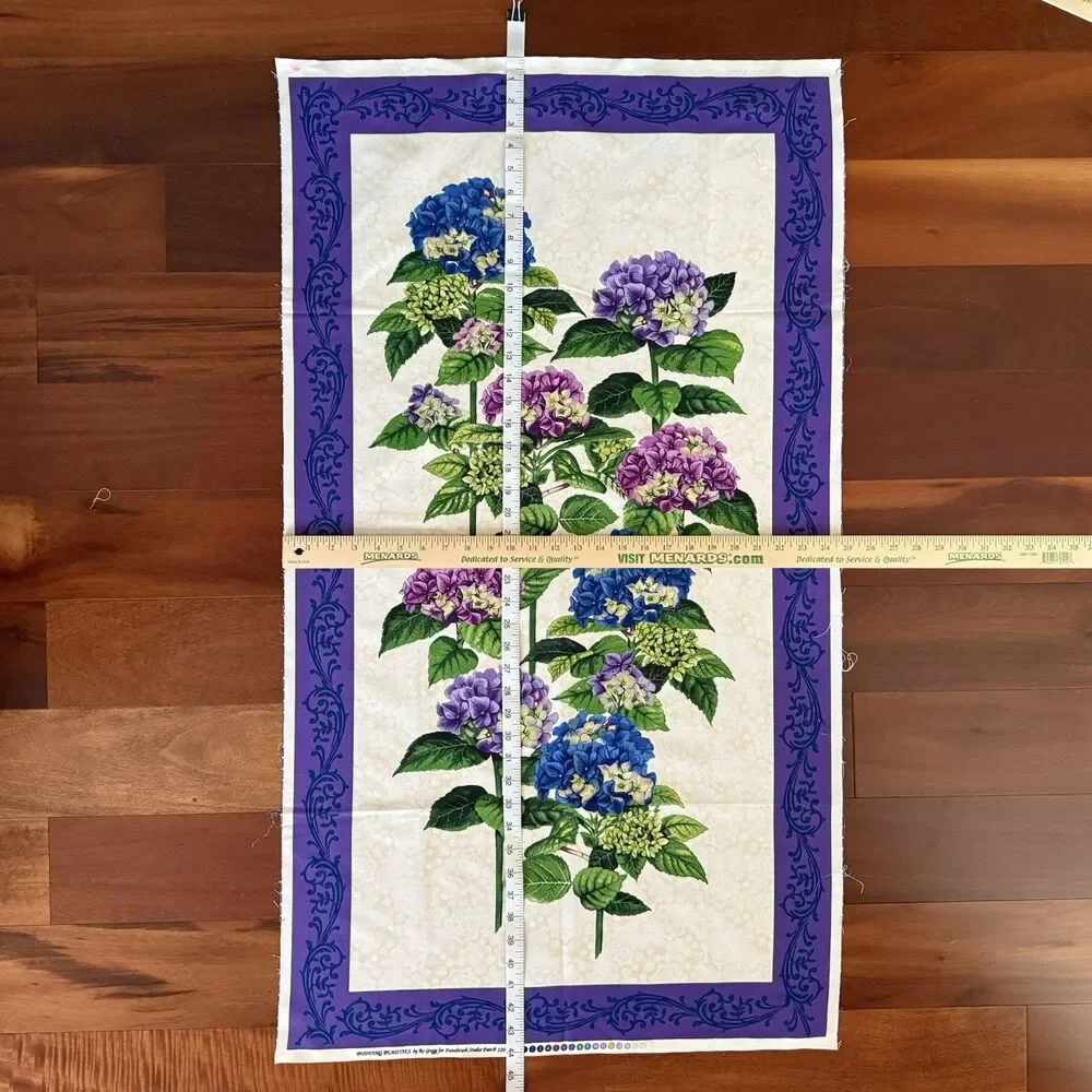 Paintbrush Studios Budding Beauties Quilt Panel Hydrangeas Flowers Purple Fabric